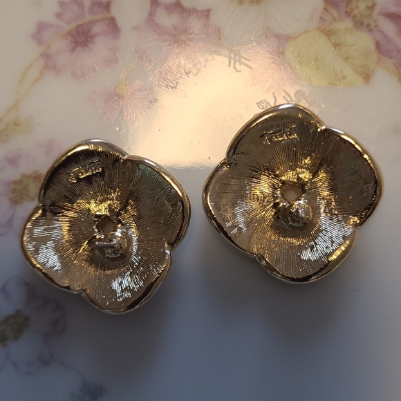 Napier vintage 80's pierced earrings enamel - Picture 8 of 8